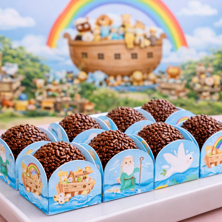 Forminhas para Doce ARCA DE NOÉ- Caixetas para Docinhos Personalizadas ARCA DE NOÉ