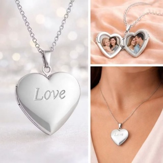 Relicário Coração Love aço inox antialérgico com foto corrente 45cm em Oferta na Shopee