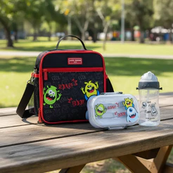 Kit Infantil 3pçs - Bolsa Térmica, Pote p/ Lanche 400ml e Garrafa 460ml - Pink