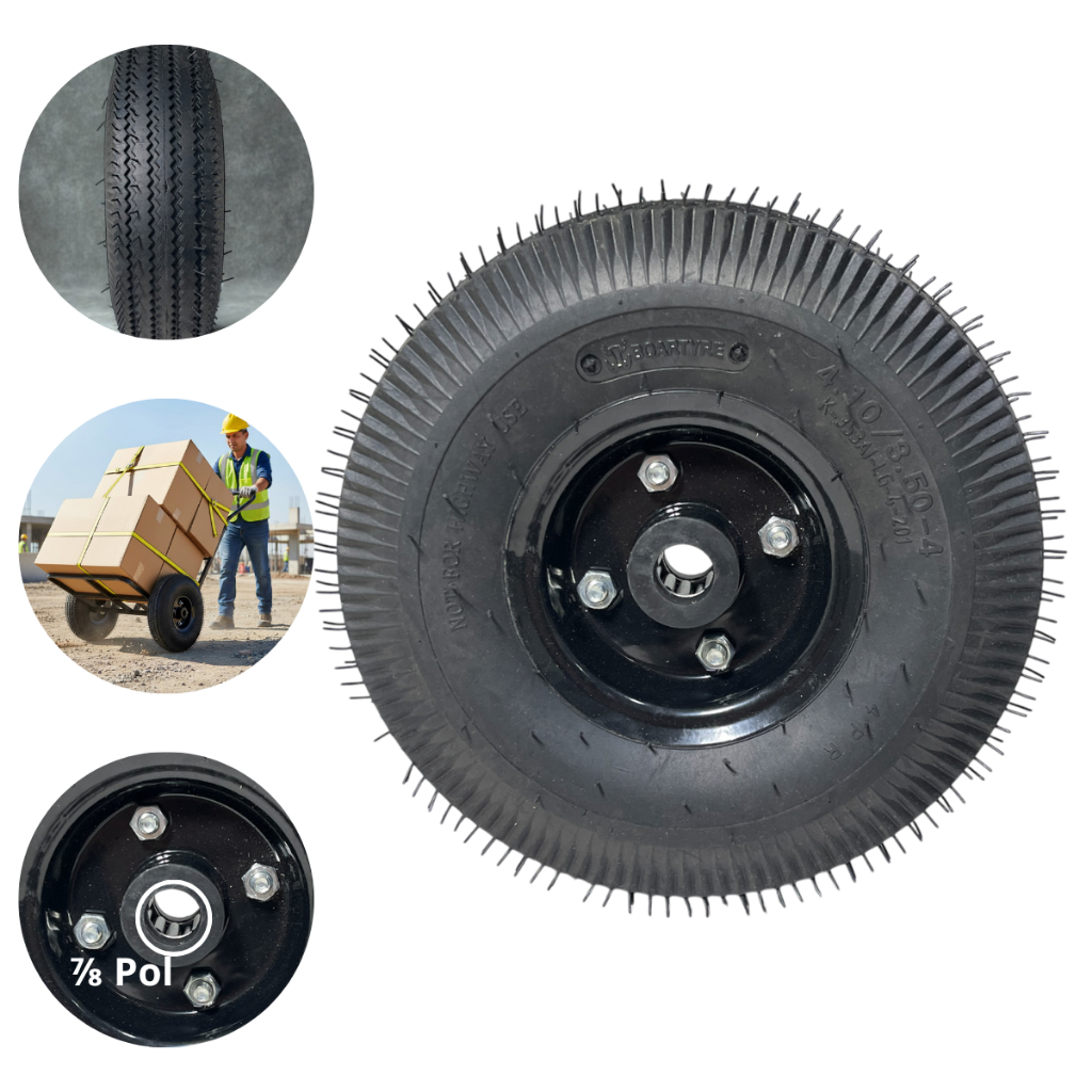 Pneu 4.10-4 / 3.50-4 Com Roda Completo Para Carrinho Mão Carga Mini Carro - 01un