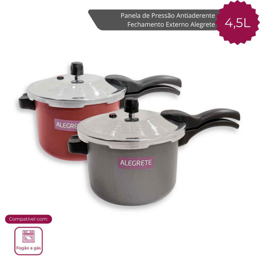 Panela De Pressão Antiaderente Fechamento Externo 4,5 Litros Alegrete em Oferta na Shopee