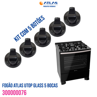 JOGO COM 5 BOTÕES FOGÃO ATLAS UTOP GLASS 5 BOCA ORIGINAIS DE FÁBRICA em Oferta na Shopee