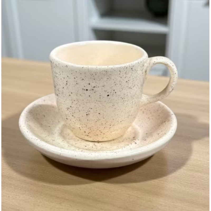 Xícara Com Pires Para Café Ou Chá 50ml Feito De Cerâmica Pintado A Mão em Oferta na Shopee