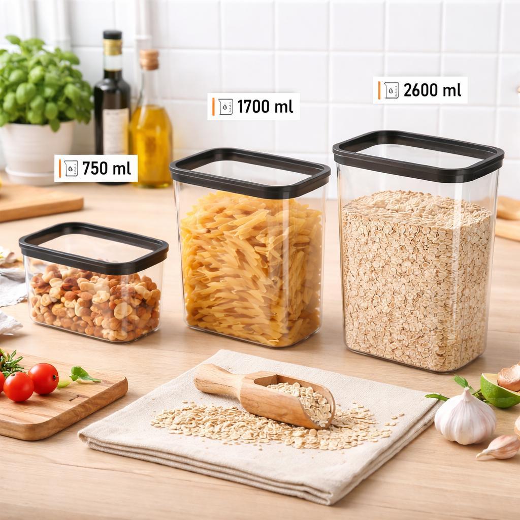 Kit 3 Potes Hermeticos de Plastico Para Microondas e Freezer Porta Mantimentos Transparente