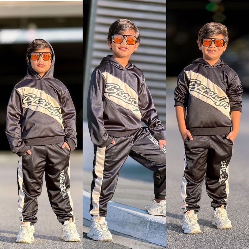 Conjunto Infantil Juvenil Masculino de Inverno - Calça e Casaco para dias Frios Agasalho com Capuz
