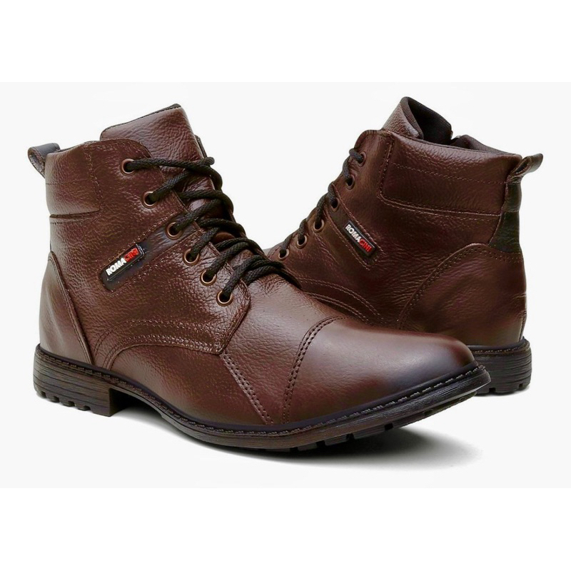 Coturno Masculino Casual Couro Legítimo Cano Curto Antiderrapante – Preto, Café e Marrom