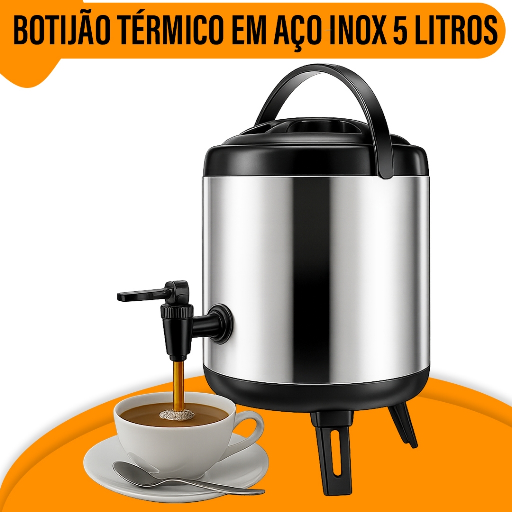 Garrafa Térmica Botijão 5L Inox Quente Frio Água Café Yab em Oferta na Shopee