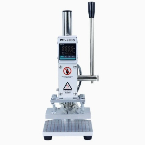 Máquina gravação manual hot stamping para aplicar logos ou imagens através de fita ou calor