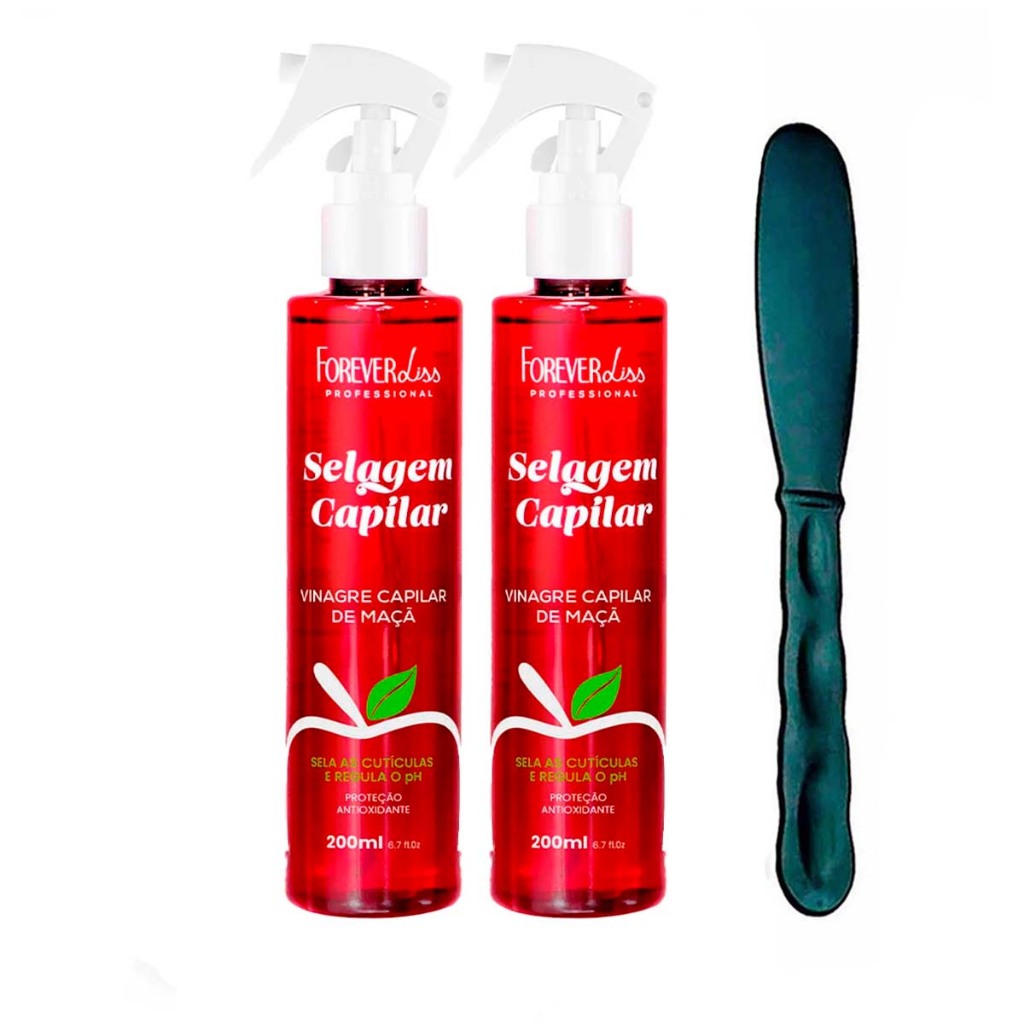 Kit 02 Vinagre Capilar de Maçã Forever Liss 200ml