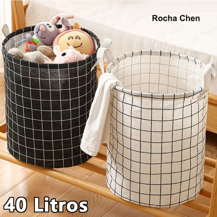 Cesto De Roupas Sujas De Tecido, Cesto De Roupa Suja Dobrável, Cesto De Roupa Suja Multifuncional Para Brinquedos 40L