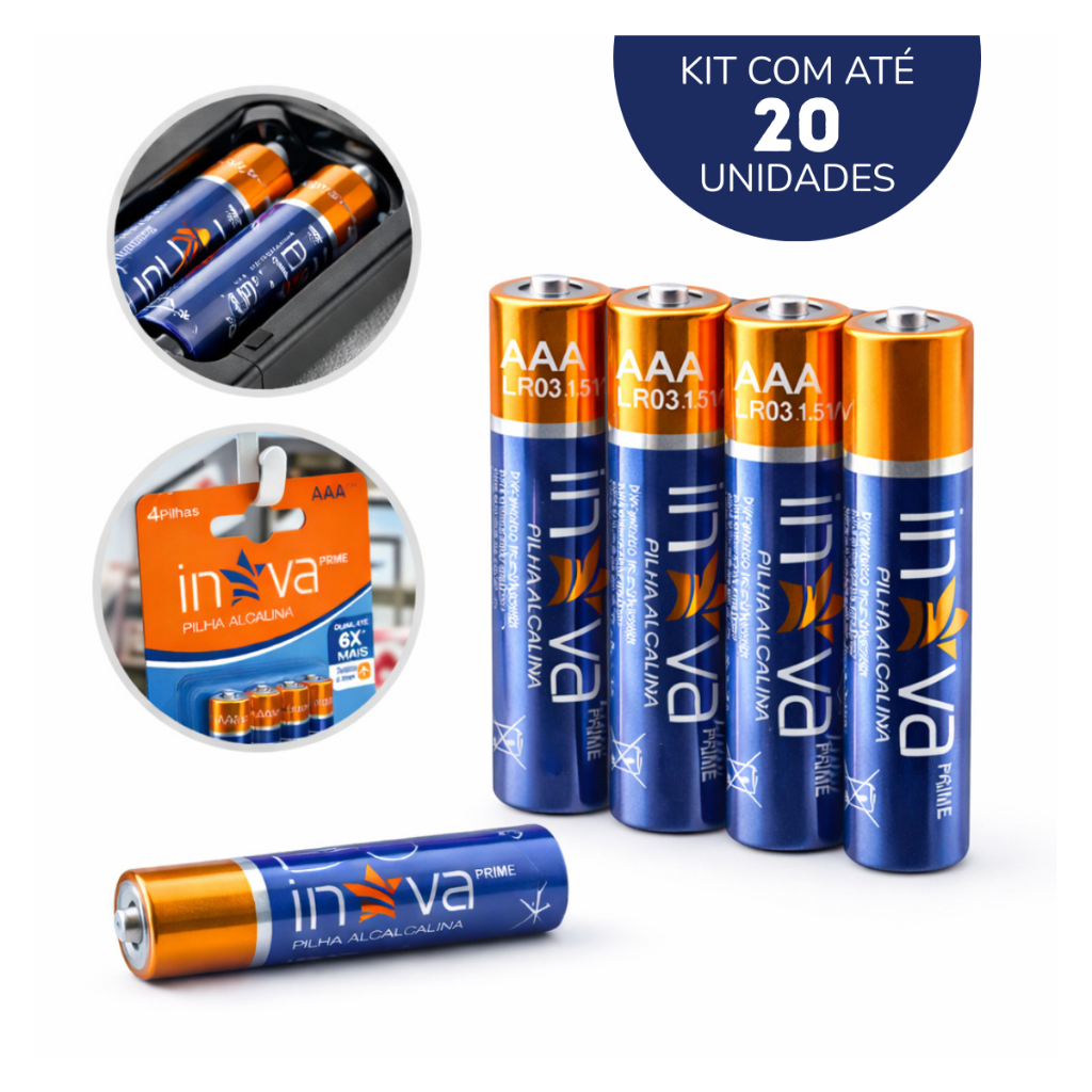 Pilha Alcalina AAA 1.5V Palito Cartela Longa Duração Inova Prime em Oferta na Shopee