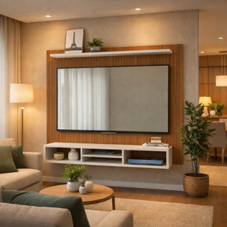 Painel para TV até 60 Polegadas Ripado Para Sala Com Nicho e Prateleira Espaçosa Organização Moderna em Oferta na Shopee