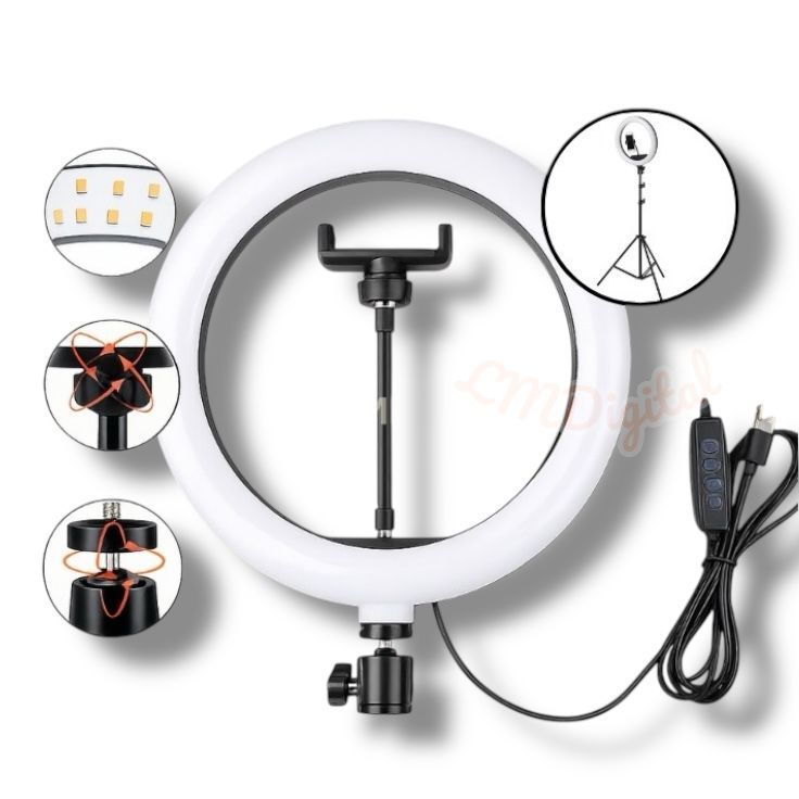 Ring Light Iluminador 10 Polegadas Com  De 2.10 Metro Com Tripé Profissional Led Selfie para celular