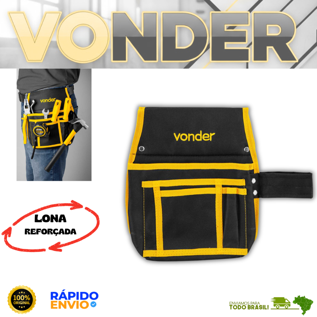 Porta Ferramentas Em Lona Com 4 Divisões Reforçado PF016 Vonder Resistente a 2,5Kg Oferta Premium em Oferta na Shopee