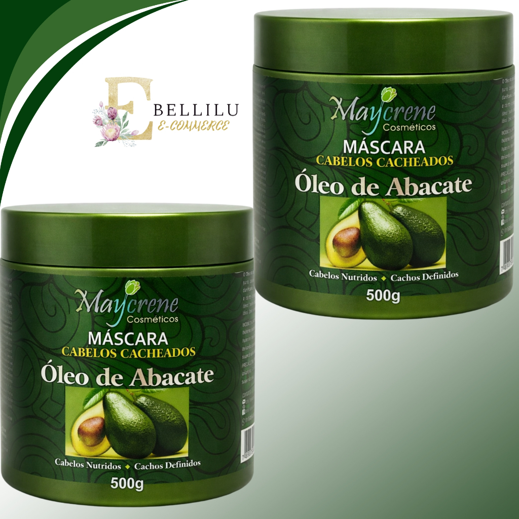 Kit 2 Máscara Cachos Definidos Profissional Óleo de Abacate Cachos Nutridos 500ml Maycrene