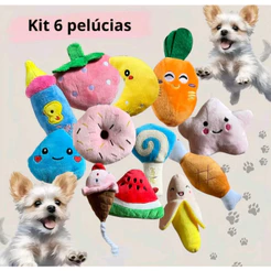 Brinquedos Interativos Pelúcias com Apito para Cães e Gatos em Forma de Comida 10~15cm