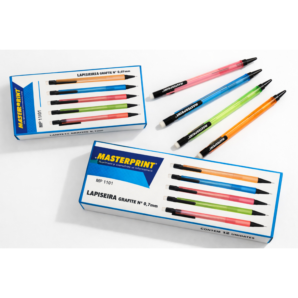 Lapiseira 0,7mm Masterprint Caixa c/12 Un | Escrita Macia | Escola e Escritório | Pronta Entrega