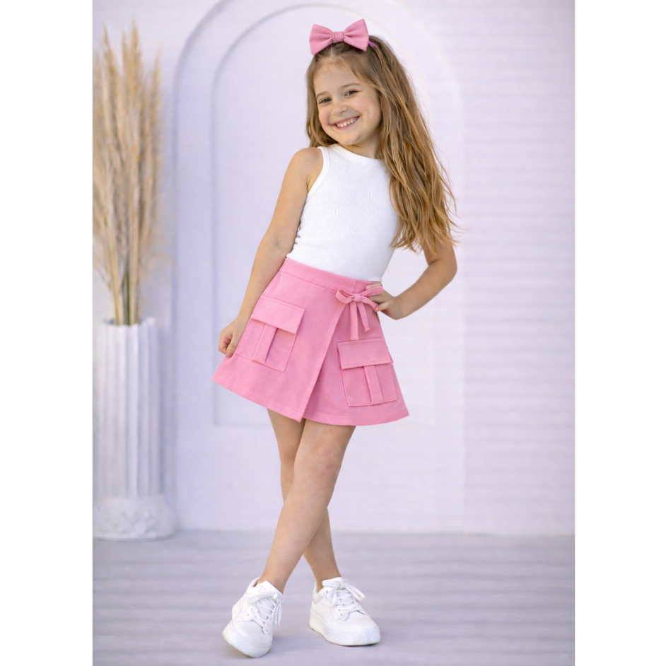 Roupa Infantil Feminina Conjunto Menina Regata e Short Saia Estilo Fashion Casual Juvenil Moda Blogueira Colorida