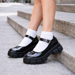 Sapato Mary Jane Feminino Salto Grosso Tratorado Sola Alta Fivela Ajustável Casual Moderno Fashion em Oferta na Shopee