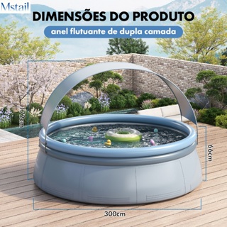 Mstail Piscina inflável de anel duplo com cobertura piscina grande para uso doméstico e externo em Oferta na Shopee