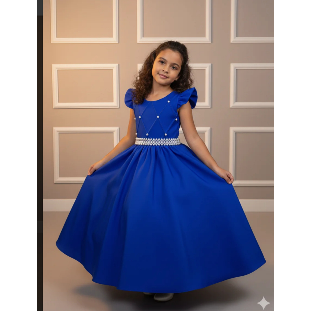 Vestido de Festa Longo Infantil Juvenil Ysa Ariane Azul Royal