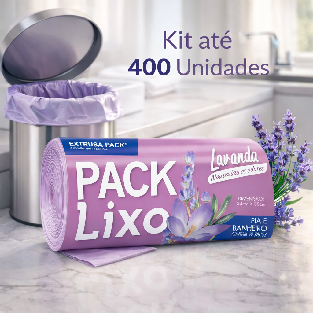 Saco de Lixo Lavanda Perfumado Anti Odor Pia e Banheiro 400 Unidades Reforçado Kit 1 3 6 ou 10 em Oferta na Shopee