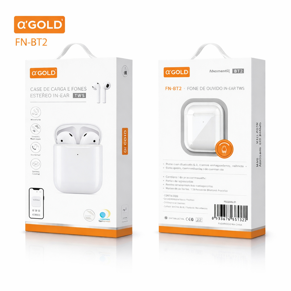 Fone de Ouvido Sem fio Bluetooth 5.4 a'Gold FN-BT2 /FN- B01 Estereo Original