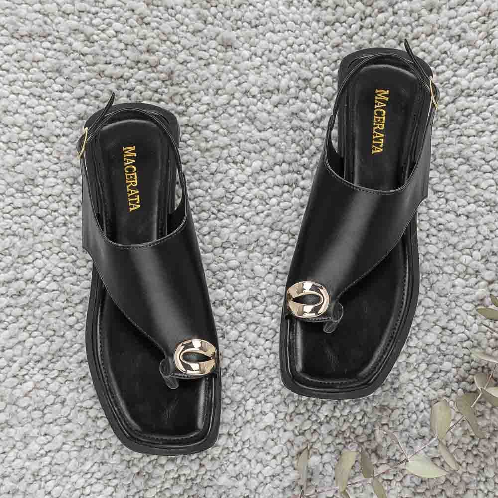 Rasteira Feminina Copacabana com Metal Dourado Macerata com Fivela Confortável Ref: 5453
