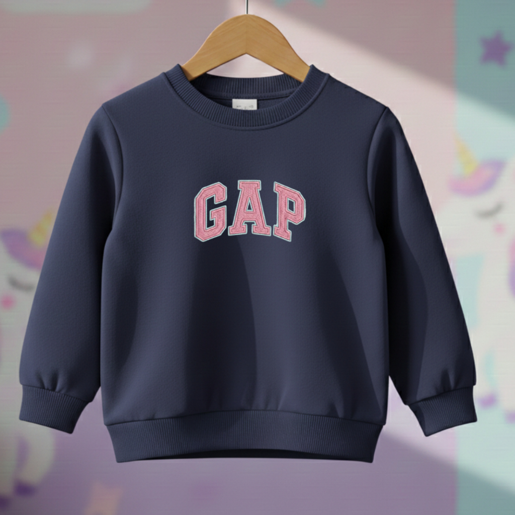 Moletom Infantil Menina GAP Estiloso Flanelado Sem Capuz 2 ao 12