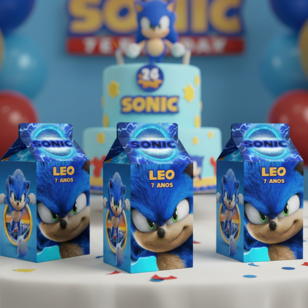 Kit Caixinha Milk Sonic Personalizada com Nome | Lembrancinha Festa Infantil em Oferta na Shopee