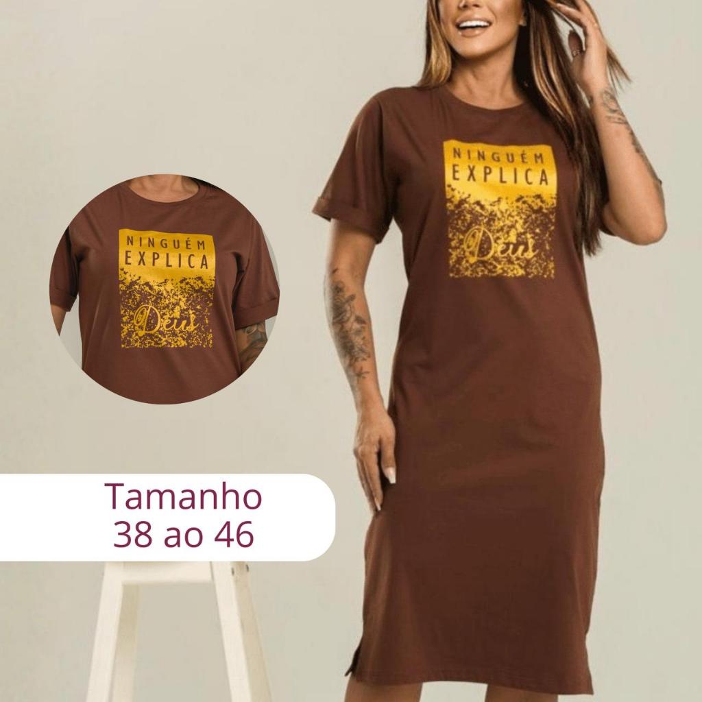 Vestido Midi Algodão Elastano Estampado Básico Casual Longo Com Bolso Fenda Lateral em Oferta na Shopee