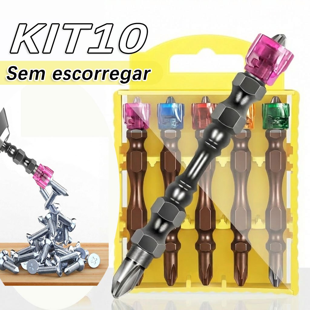 Kit 10 bits S2 ponteira magnética parafusadeira PH2 Dupla Imantada Com Limitador