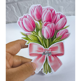 Lembrancinha Dia da Mulher  Card Buquê Delicado para Batom, Manteiga de Cacau, Lápis em Oferta na Shopee