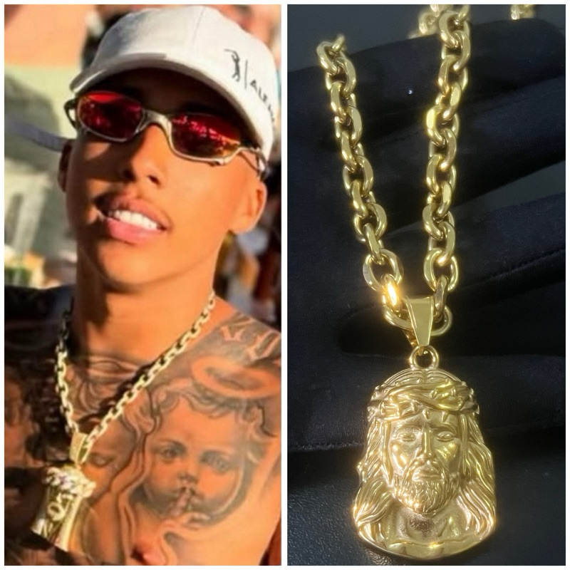 KIT CORRENTE MASCULINA CADEADO GROSSA 9MM + SUPREMA FACE DE CRISTO BANHADO A OURO MELHOR QUALIDADE!! ( nino abravanel ) em Oferta na Shopee