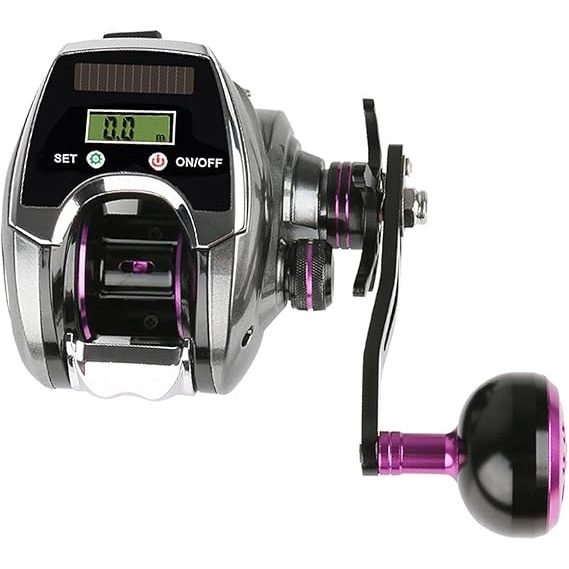 Molinete de Pesca Baitcasting 6 1BB 8 0 1 Razão Display Digital com Carregamento Solar Alto Contador Linha