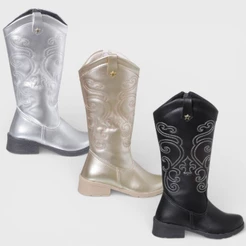 Bota Infantil Menina Texana Boiadeira Cano Alto Tratorada Country 28 Ao 34