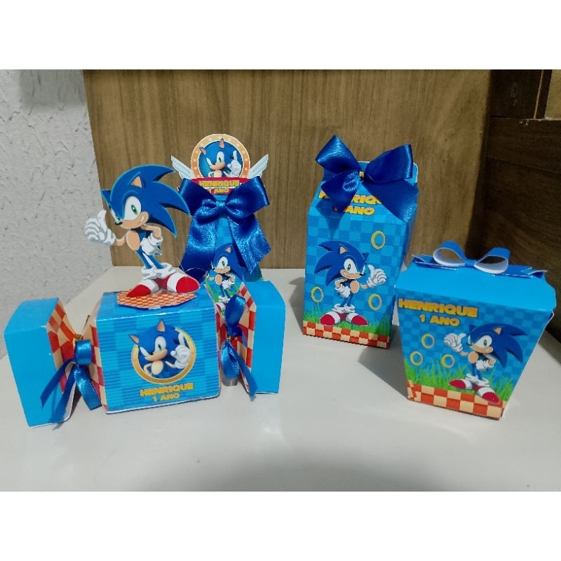 KIT Caixinhas Personalizadas para ideal lembrancinhas de aniversário - Fazemos Todos os Temas - Sonic - Semi montadas.
