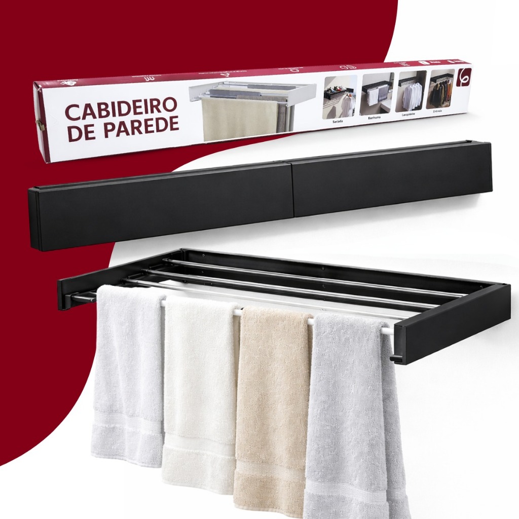 Varal Retrátil de Parede EPS-6427 – Dobrável | Compacto, Resistente e Elegante