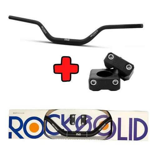 Guidão + Adaptador Rocksolid Alto 28mm Crf 250F Crf 230 Bros / XRE / Xr / Preto Fosco Ou Brilhante