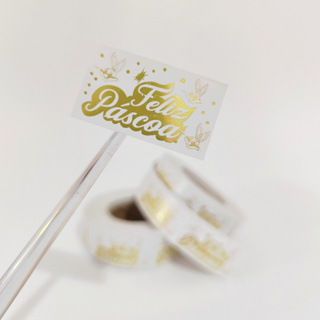 Etiqueta Adesiva Feliz Páscoa com Dourado Metalizado com 500 unidades em Oferta na Shopee