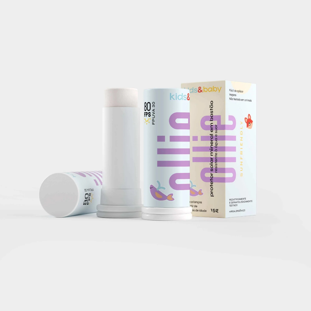 Ollie Protetor Solar Infantil em Bastão Mineral FPS 80 FPUVA 30