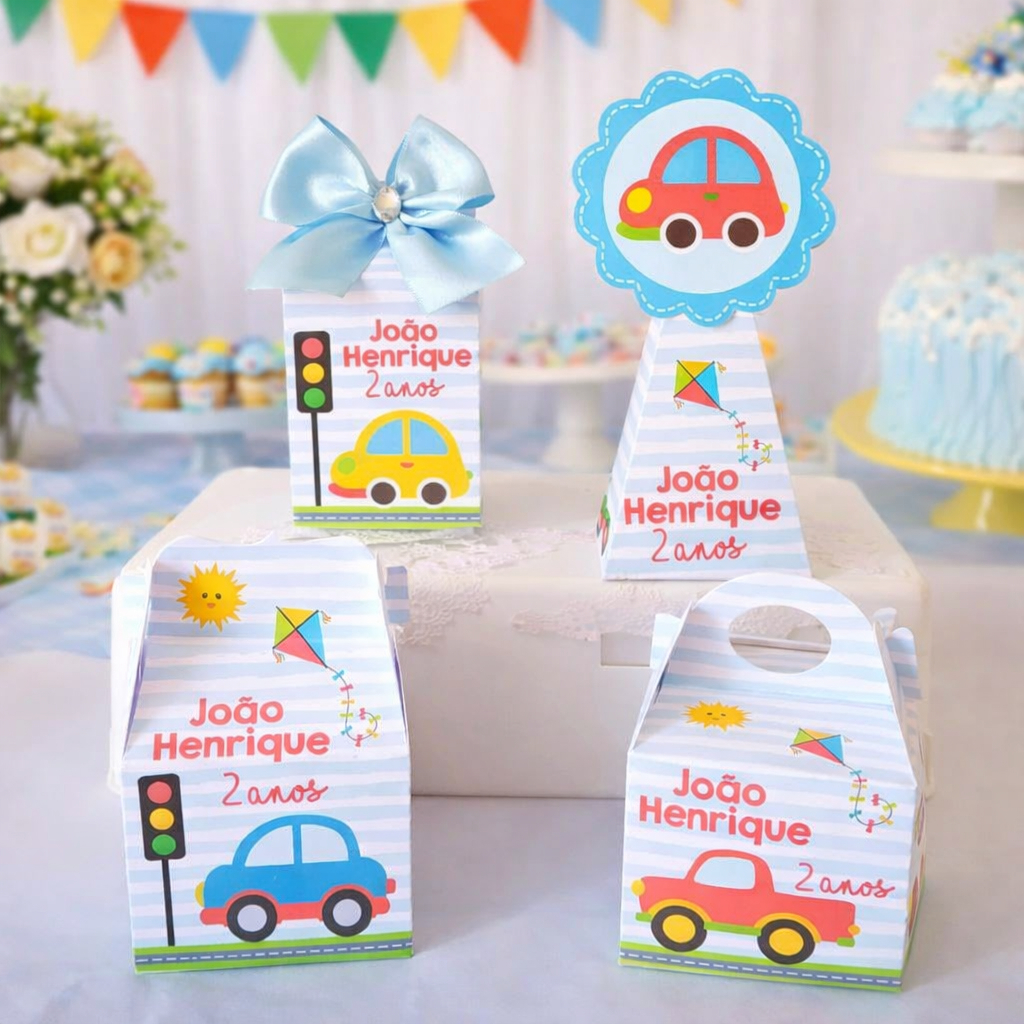 20 lembrancinhas carrinhos pegue e monte/kit festa/personalizados/caixinhas para a aniversário
