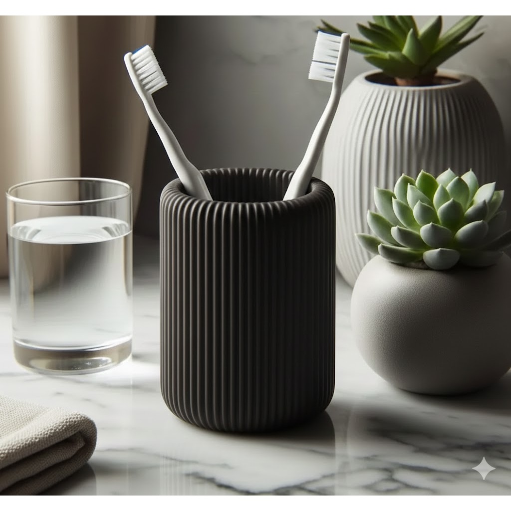 Copo Porta Escovas Decorativo com Design Nervuras para Banheiro este