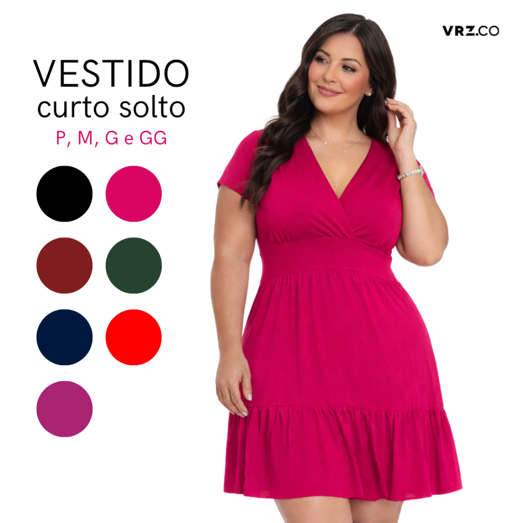 Vestido Curto Verão Soltinho Decote Transpassado Elegante e Moderno 2203 em Oferta na Shopee