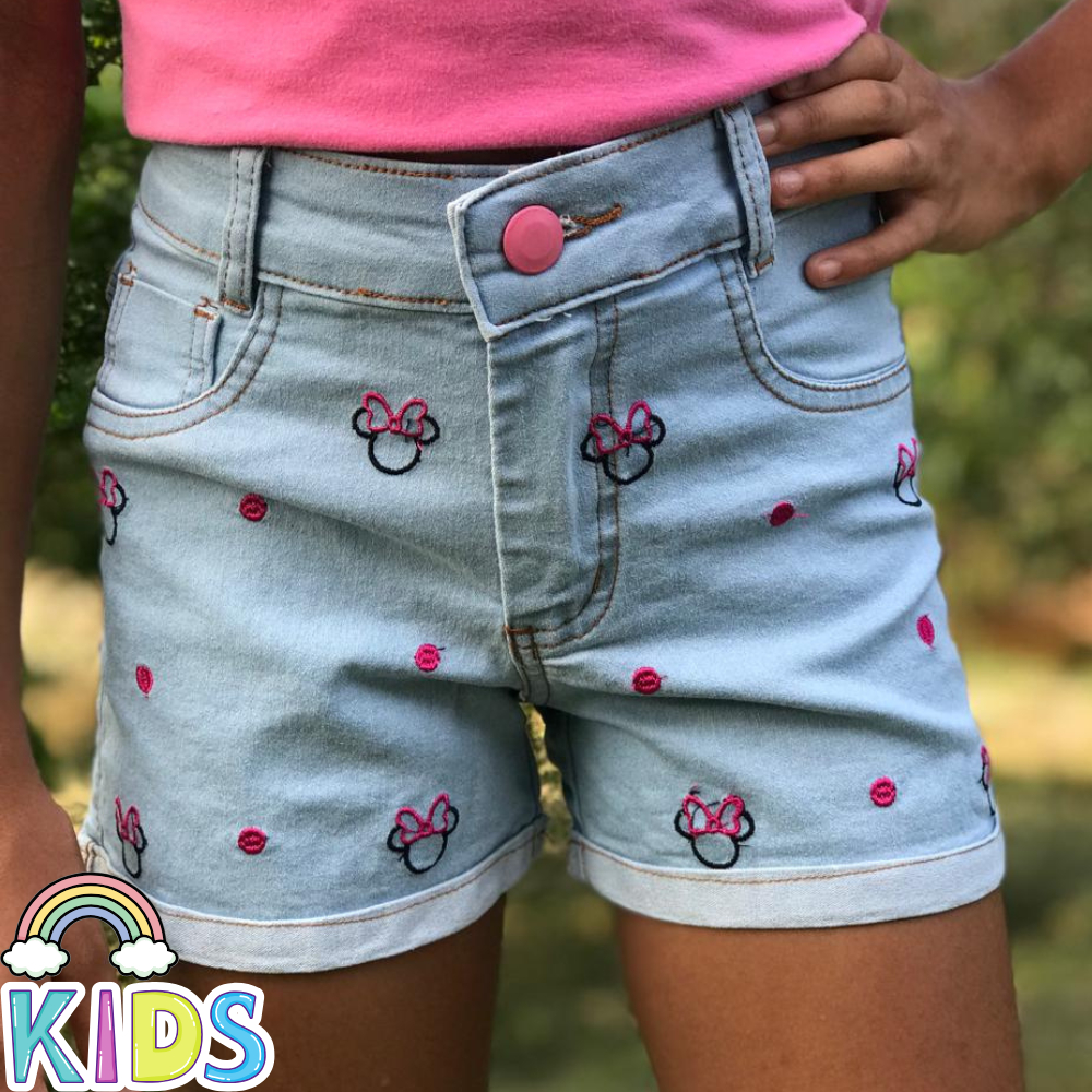 Short Jeans Juvenil e Infantil 02 ao 16 com lycra Cintura Alta com Elastano Confortavel Menina