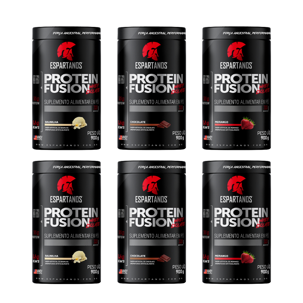 6x Protein Fusion Whey Isolate 900g - Kit Atacado Cx Fechada