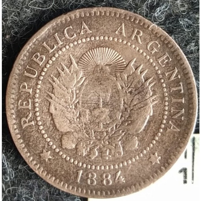 JR-609 Moeda Argentina 1 Centavo 1884 (Bronze)  Período Peso Argentino 1881-1969