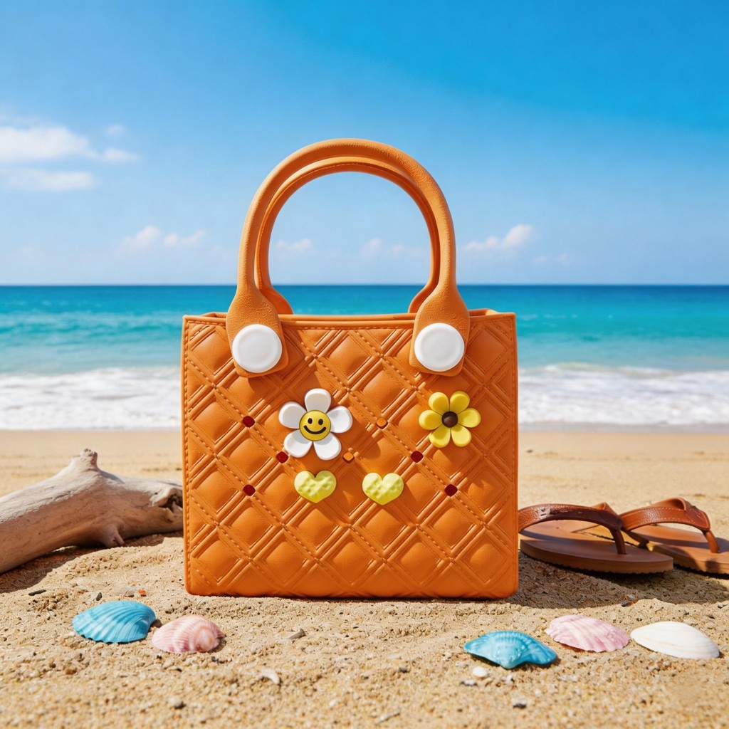 Bolsa EVA Feminina Praia Piscina Verão – Furadinha com Enfeites DIY