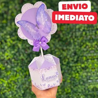 ENVIO RÁPIDO Kit Centro de mesa Jardim Borboletas Lilás Personalizado Arranjo Enfeite Cachepô Festa em Oferta na Shopee