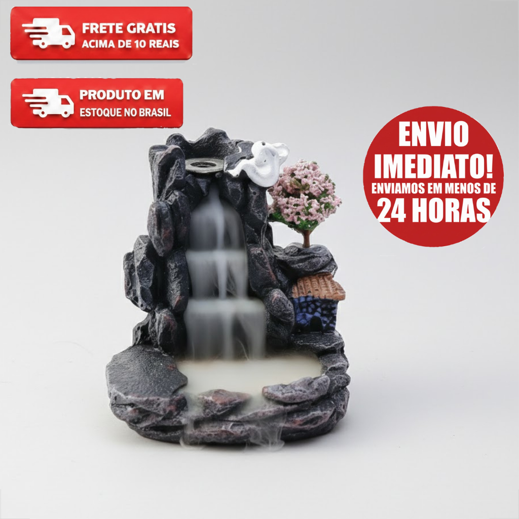 Imagem Incensário Cachoeira Fumaça Invertida De Resina